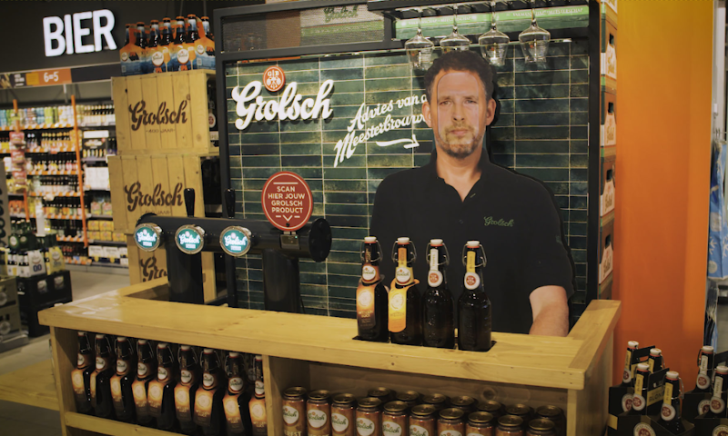 Interactief supermarkt display van Grolsch